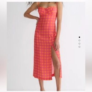 J.Crew Collection Invite Dress Pink/Orange Gingham size 6